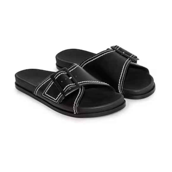 COS Contrast-Stitch Buckled Leather Slides - Picture 10 of 16